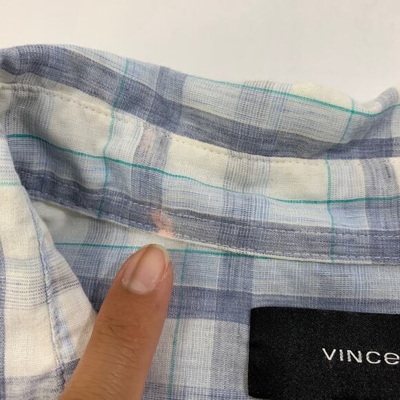 Vince Shirt Mens XL Extra Large Classic Fit Long Sleeve Lightweight Linen Blend - Picture 5 of 11